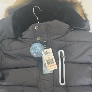 Spyder Kids Gray Puffer Jacket with Faux Fur